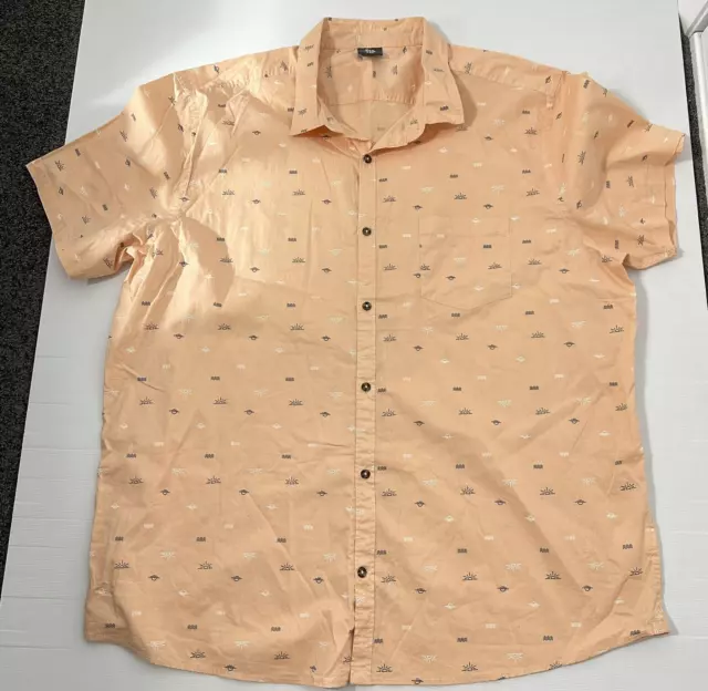 BIG JOE SIZE 7XL - apricot organic cotton short sleeved button up collared shirt
