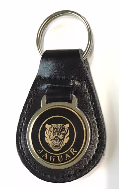 Jaguar Vintage Keyring Badge Key Fob Re Mounted On New Leather Melsom Birmingham