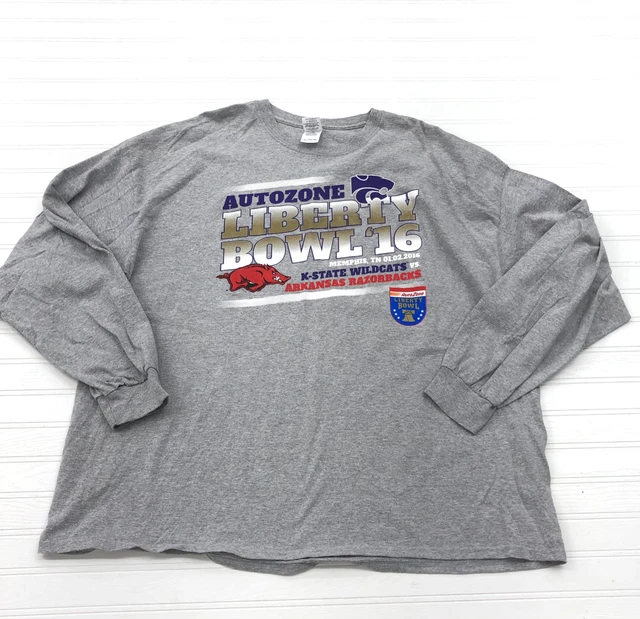 Gildan Gray Liberty Bowl K-State VS Arkansas Razorbacks T-Shirt Adult Size 3XL