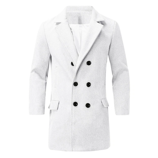 Mens Trench Coat Double Breasted Winter Warm Outwear Long Jacket Woolen Overcoat 9