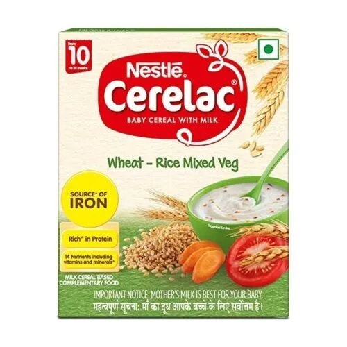 Nestle CERELAC Fortified Baby Cereal with Milk, Wheat-Rice Mixed Veg – From 10