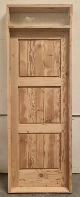 Rustic reclaimed  Doug Fir door glass transom window comes pre hung solid wood