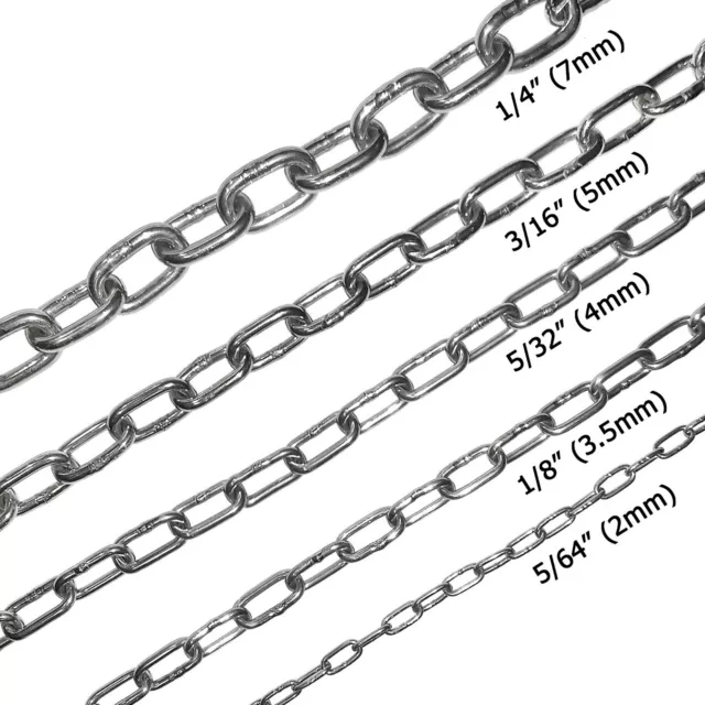 Stainless Steel 316 Chain 5/64" 1/8" 5/32" 3/16" 1/4" Medium Link by the foot