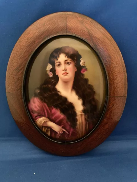 Beautiful Antique Portrait Plaque - KPM Quality - Hand Painted 