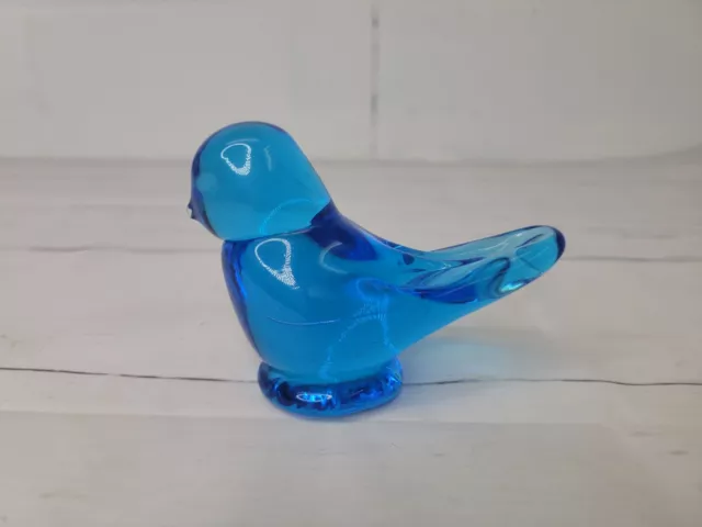 Leonard Cobalt Blue Bird of Happiness 3-1/2" Glass Figurine Signed 1994