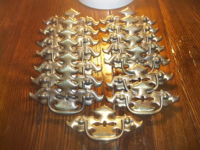 15 Metal Dresser drawer Pulls handles Vintage key hole Bat Wing Brass Plated 