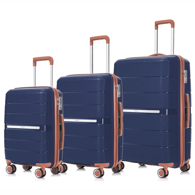 Hard Shell PP+ABS Cabin Suitcase 4 Wheel Travel Luggage Trolley Lightweight Case