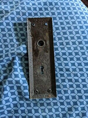 Antique Metal Door Knob Back Plate Skeleton Keyhole Vtg 7" Victorian Home Old 3