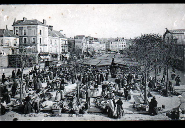 CORBEIL (91) Marché trés animé en 1914