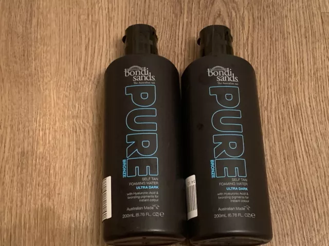 2 x Bondi Sands Pure Bronze Ultra Dark Self Tan Foaming Water 200ml FREEPOST