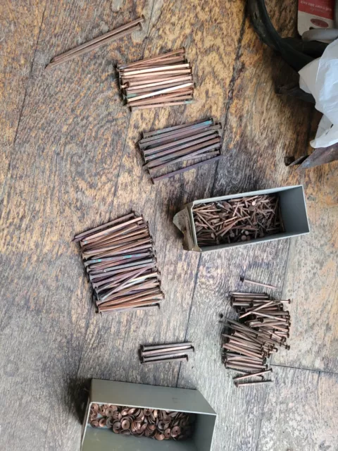 Copper Rose Head Boat Nails Sizes 1" to 5" plus Roves