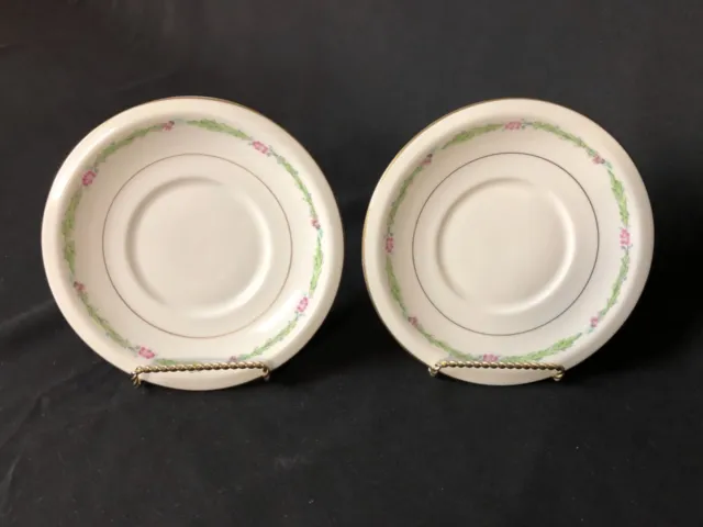 Vintage Lot of 2  Theodore Haviland New York Garden Flowers Cream Soup SAUCERS