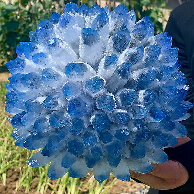 14LB New Find sky blue Phantom Quartz Crystal Cluster Mineral Specimen Healing