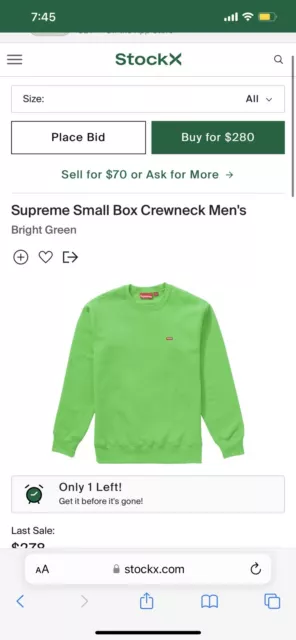Supreme Small Box Logo Crewneck Mint Green Sweatshirt 2022 Spring Summer Sz
