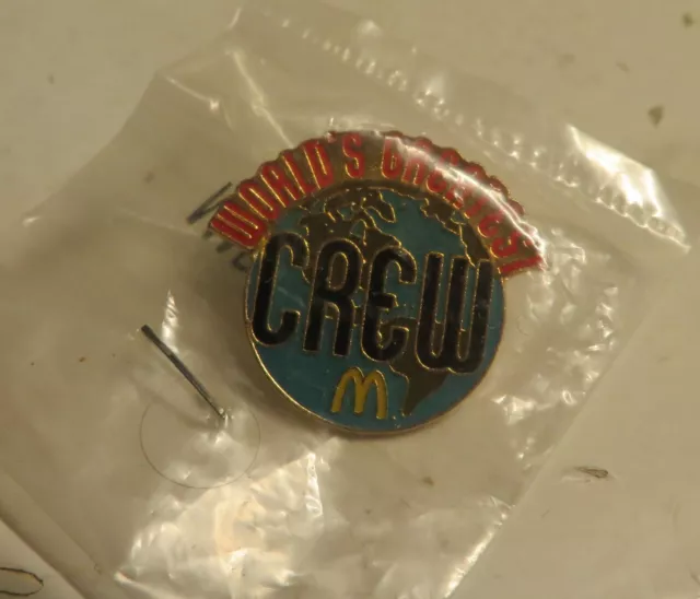 Vintage World's Greatest Crew McDonalds Employee Lapel Hat Pin 2007 1" Wide NOS