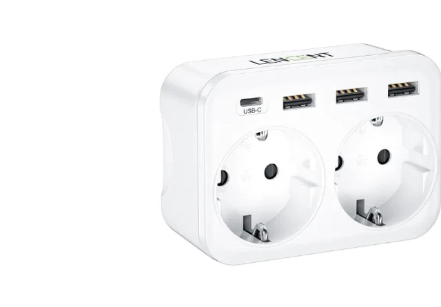 6 en 1 Chargeur mural avec 2 prises 3 Ports USB et 1 Adaptateur multiprise Type