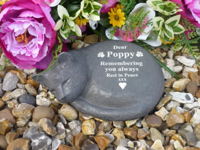 Cat Memorial - Sleeping Cat - Personalised - Weatherproof 3