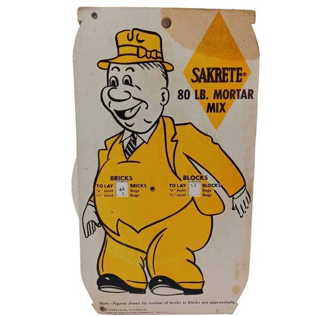 SAKRETE MORTAR MIX Sand Gravel Calculator Vintage Advertising