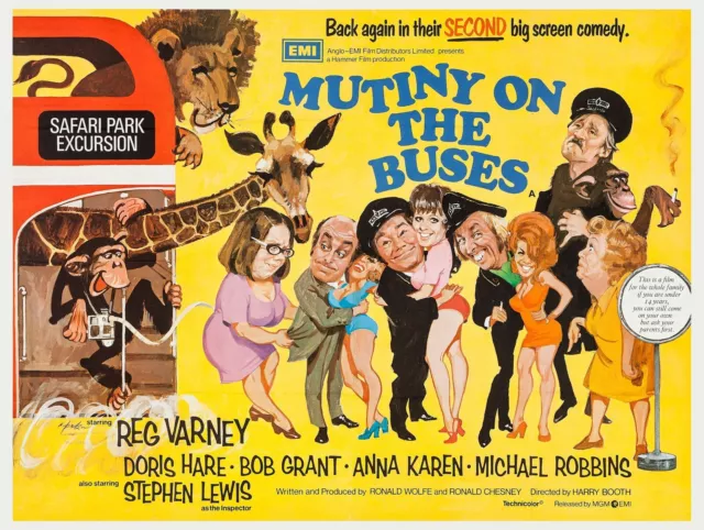 MUTINY ON THE BUSES 1972 UK Quad poster print 30x40