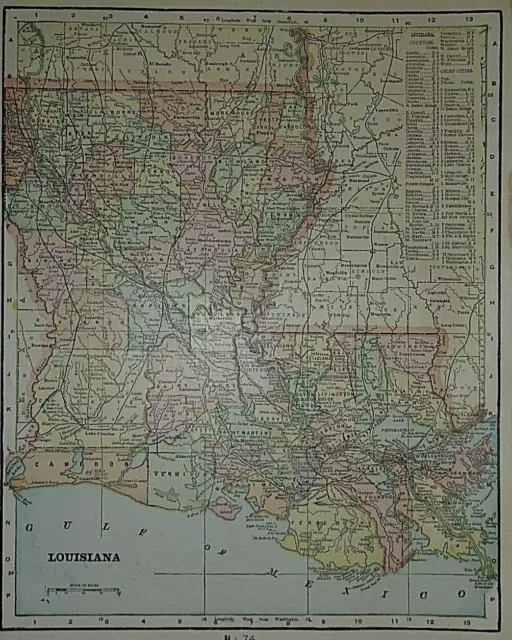 VINTAGE 1899 ATLAS Map ~ LOUISIANA ~ Old Antique & Authentic ~ Free S&H ...