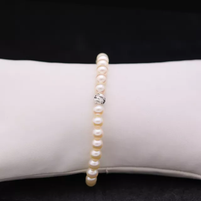 Bracciale In Oro Bianco 18 Kt 750 Con Perle E Certificato Di Garanzia !!