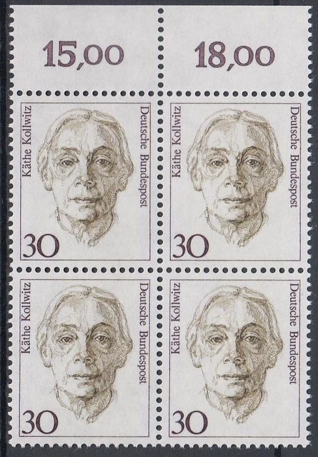 Bund / BRD 1488 als Oberrand 4er Block mit RWZ postfrisch (1488/OR)