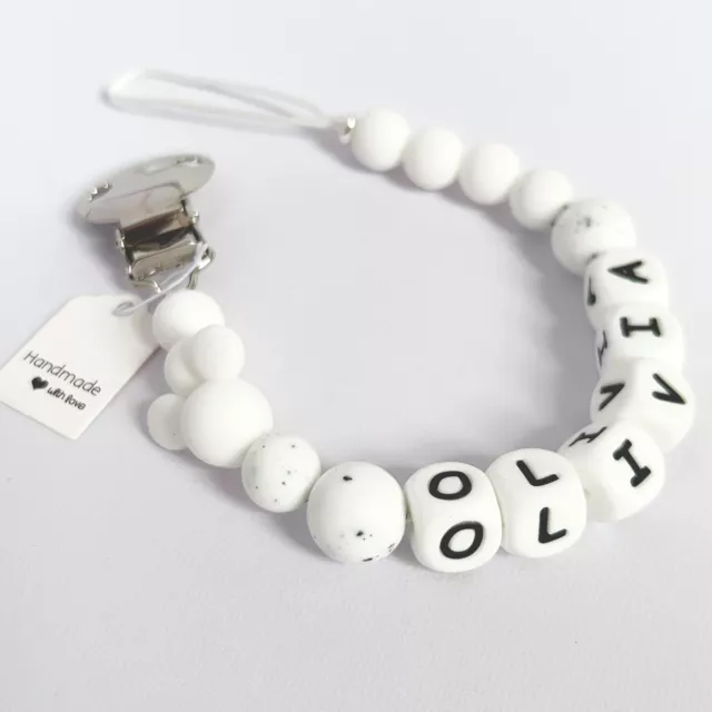 Personalised Baby Dummy Soother Pacifier Clip Holder Strap Chain Gift MAM 🇬🇧