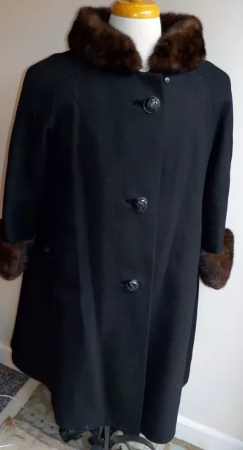 VTG 50 60 S STEVENS Forstmann Coat with Mink Collar and Cuffs Black 12 129.95 PicClick