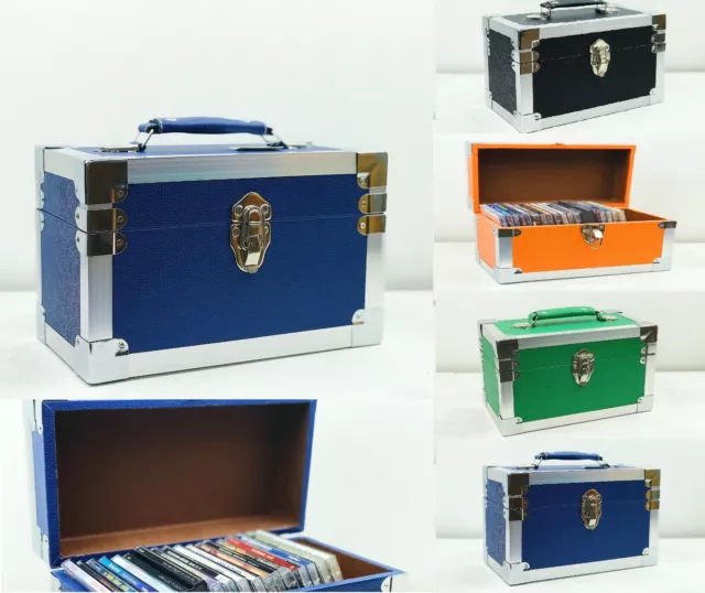 CD Storage Case Organiser Holder for up to 26  CDs Hard Box Choice of Colour