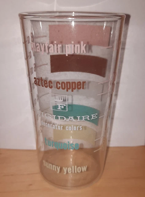 Vintage 1950's Frigidaire 8 oz Glass Measuring Cup w/ Appliance Colors