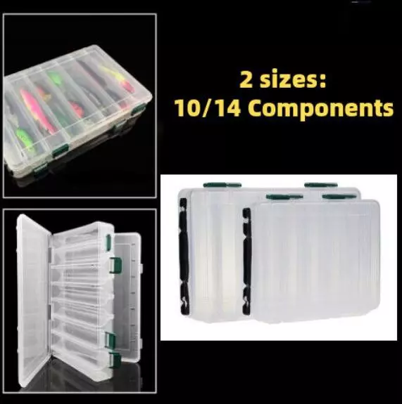 Double Layer Fishing Lure Tackle Storage Box Visible Waterproof Case Bait  Pike