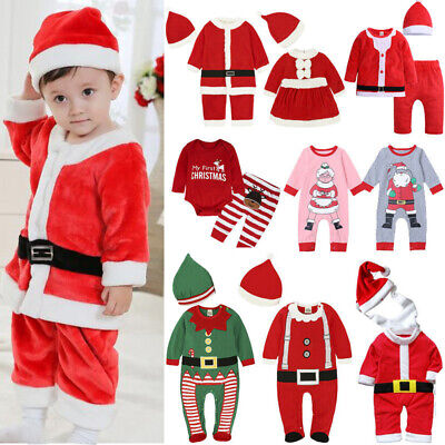 Toddler Kids Boys Girls Christmas Xmas Party Baby Santa Claus Costume Outfit Set