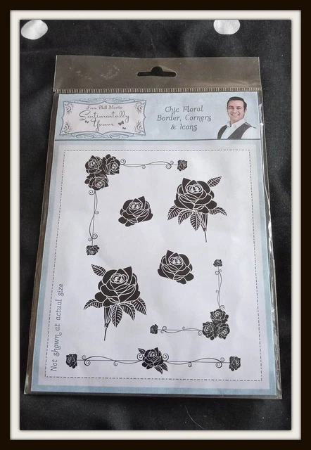 Phill Martin Sentimentally Yours Chic Floral Borders Ink Stamps NEW Cardmaking