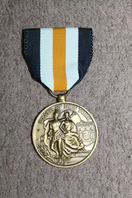 Scarce Original WW2 New York State National Guard Service Medal w/Full Ribbon