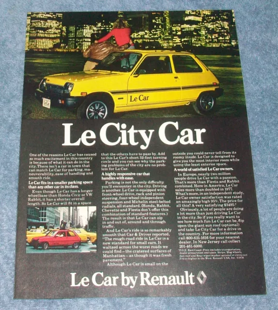 1978 Renault Le Car Vintage Color Ad 'Le City Car"