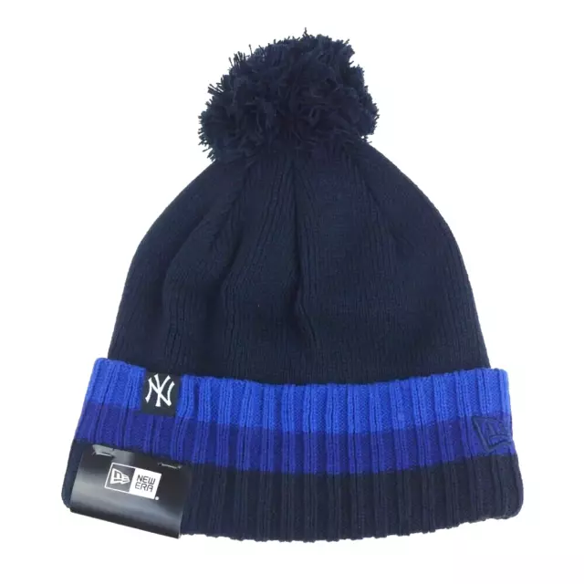 NEW ERA Cappello BEANIE "Bobble Cuff Stripe" CAP Cuffia YANKEES Nuovo NY York