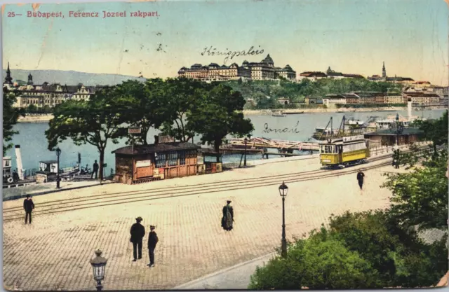 Hungary Budapest Ferencz Jozsdef Rakpart Vintage Postcard C095