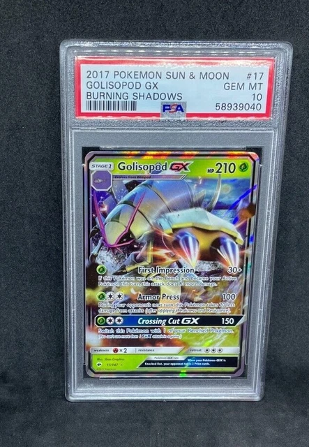 Pokemon SM Burning Shadows Golisopod GX 17/147 Ultra Rare Holo Foil PSA 10 MINT