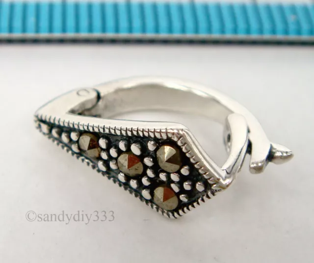 1x STERLING SILVER MARCASITE PEARL SHORTENER ENHANCER CLASP CONNECTOR #1815