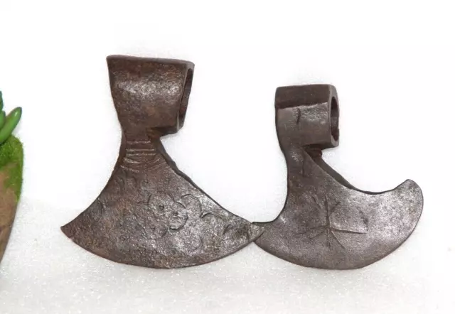 1860's Antique 2Pc Hand Forged Solid Iron Axe Head Nice Shape Original 14144