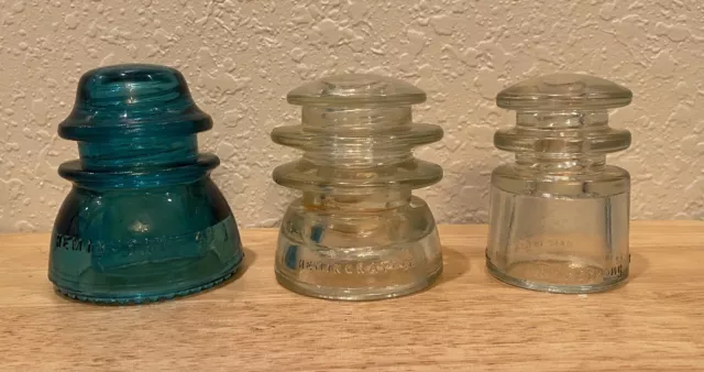 VTG (2) Hemingray and (1) Armstrong T.S. Electric Pole Insulators-Made USA
