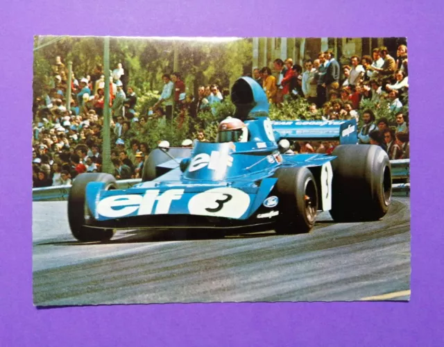alte Postkarte Jackie Stewart Tyrrell Formel 1 GP Spanien Montjuic 1973, 10x15cm