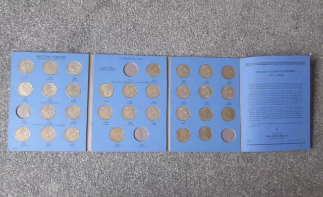 WHITMAN COIN FOLDER - FLORINS 1941 to 1967 - ALMOST COMPLETE - FINE CONDITION