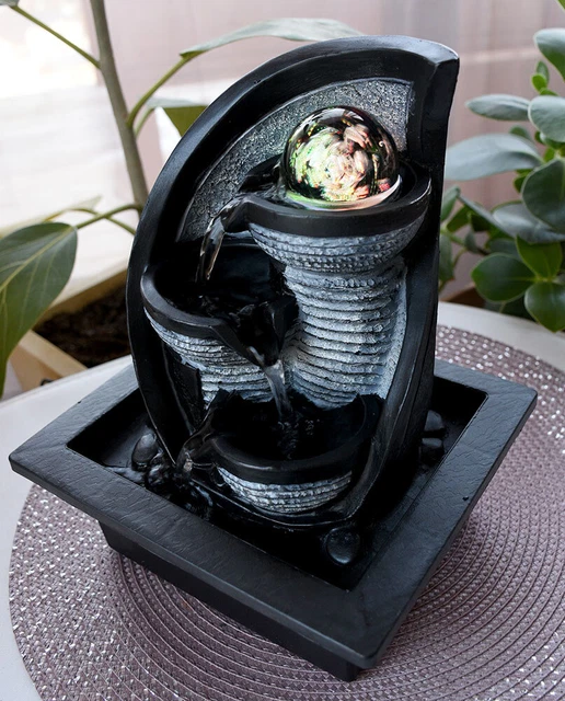 Fontaine d'intérieur cascade Intérieur Zen Cascading Fontaine Chute d'eau en verre aquarium avec pompe, intérieur Relax Céramique décorative Fontaine