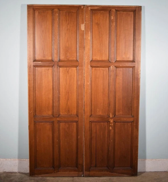 *Pair of French Antique Gothic Church Doors/Panels Wainscoting in Solid Oak Wood