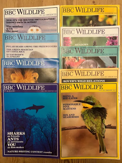 Early vintage BBC Wildlife magazines - 9 from 1987 & 1988 Excellent condition