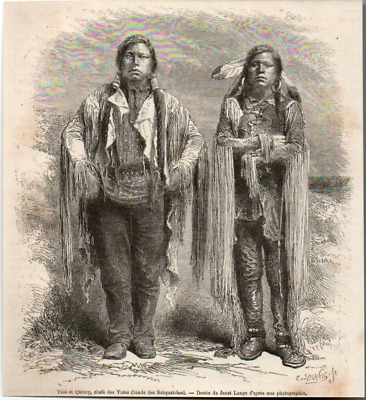 GRAVURE ENGRAVING 1868 COLORADO UTE & CHEYENNE INDIAN AMERICAN FAR WEST 