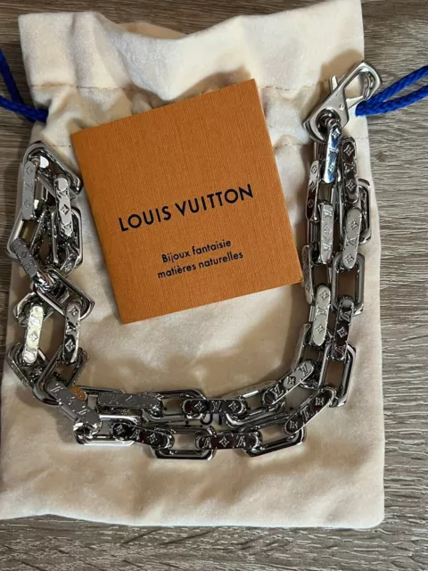 Louis Vuitton Monogram Collier LV Sunrise Necklace M00652 Metal Silver Blue