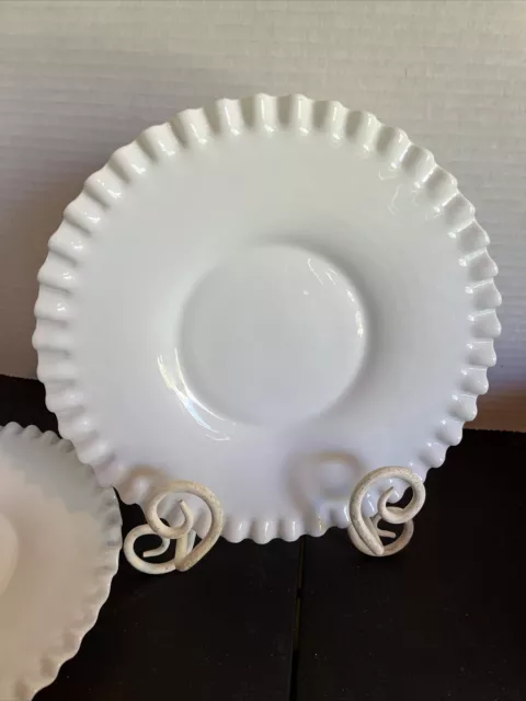 vintage Fenton Silver Crest Ruffled Edge Low Foot 8.25” Serving Plate (2)