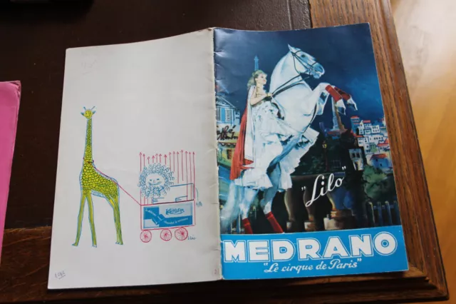 Médrano Magazine" LILO"  programme cirque  dec 1962 avec feuille détaillée TBE